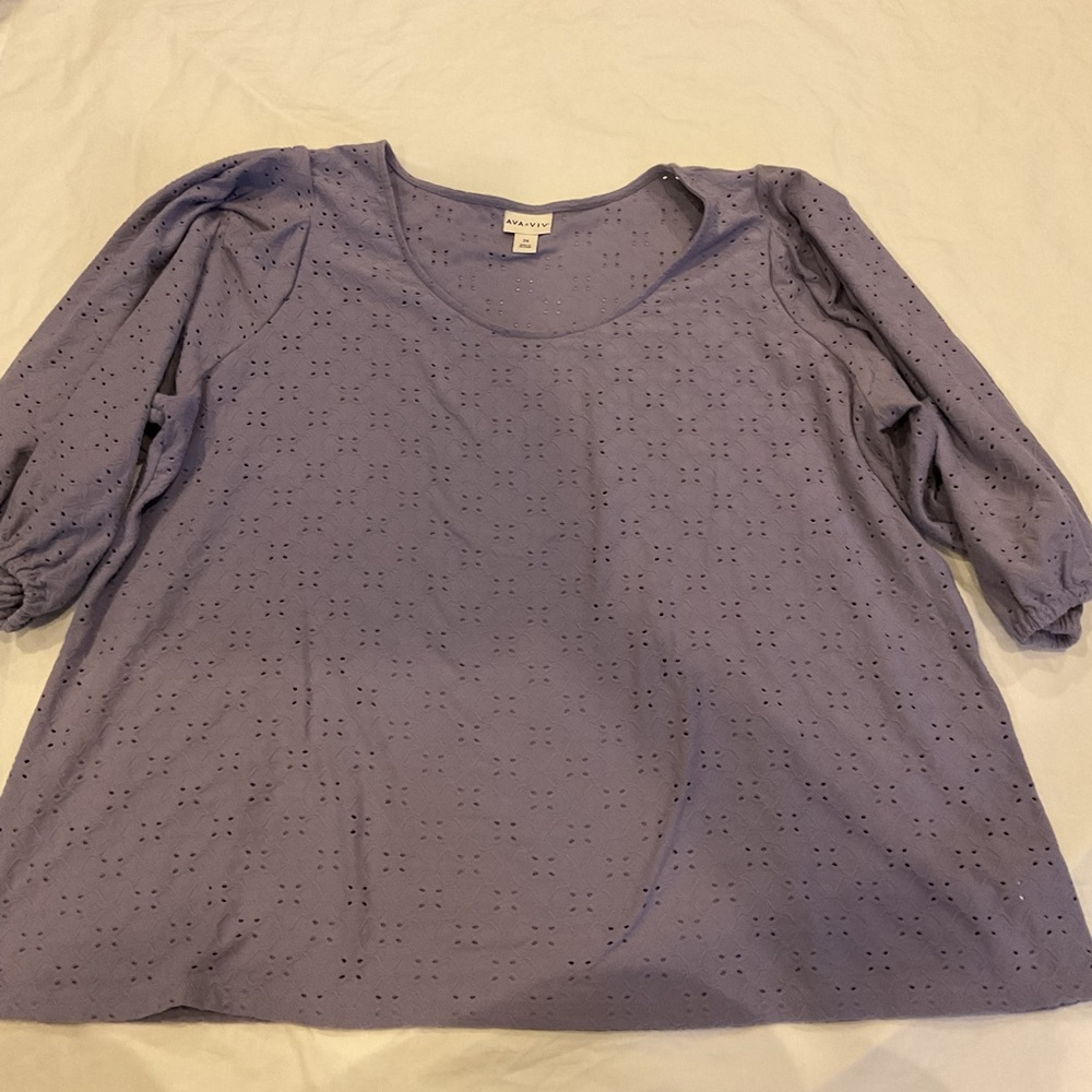 Ava & Viv Purple Puff Sleeve Blouse